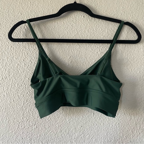 Aerie Twist Longline Scoop Bikini Top Women’s M Green Keyhole Swimwear - Picture 5 of 11